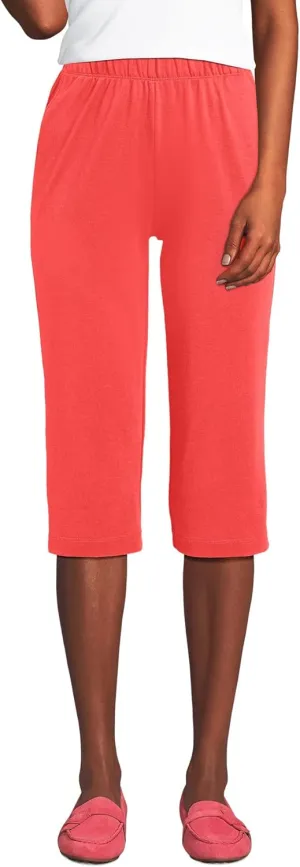 Lands' End Women's Sport Knit High Rise Elastic Waist Capri Pants