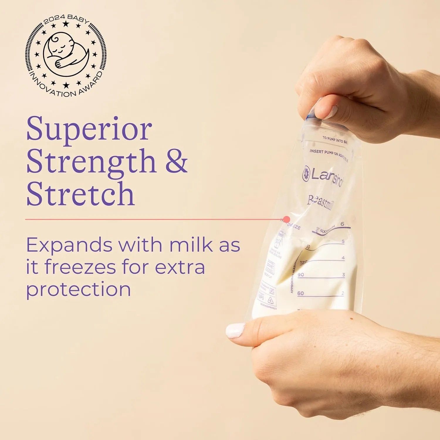Lansinoh Breastmilk Storage Bags, 200 Count (2 Packs of 100 Bags) Milk Freezer Bags for Long Term Breastfeeding Storage, Pump Directly into Bags, Nursing Essentials