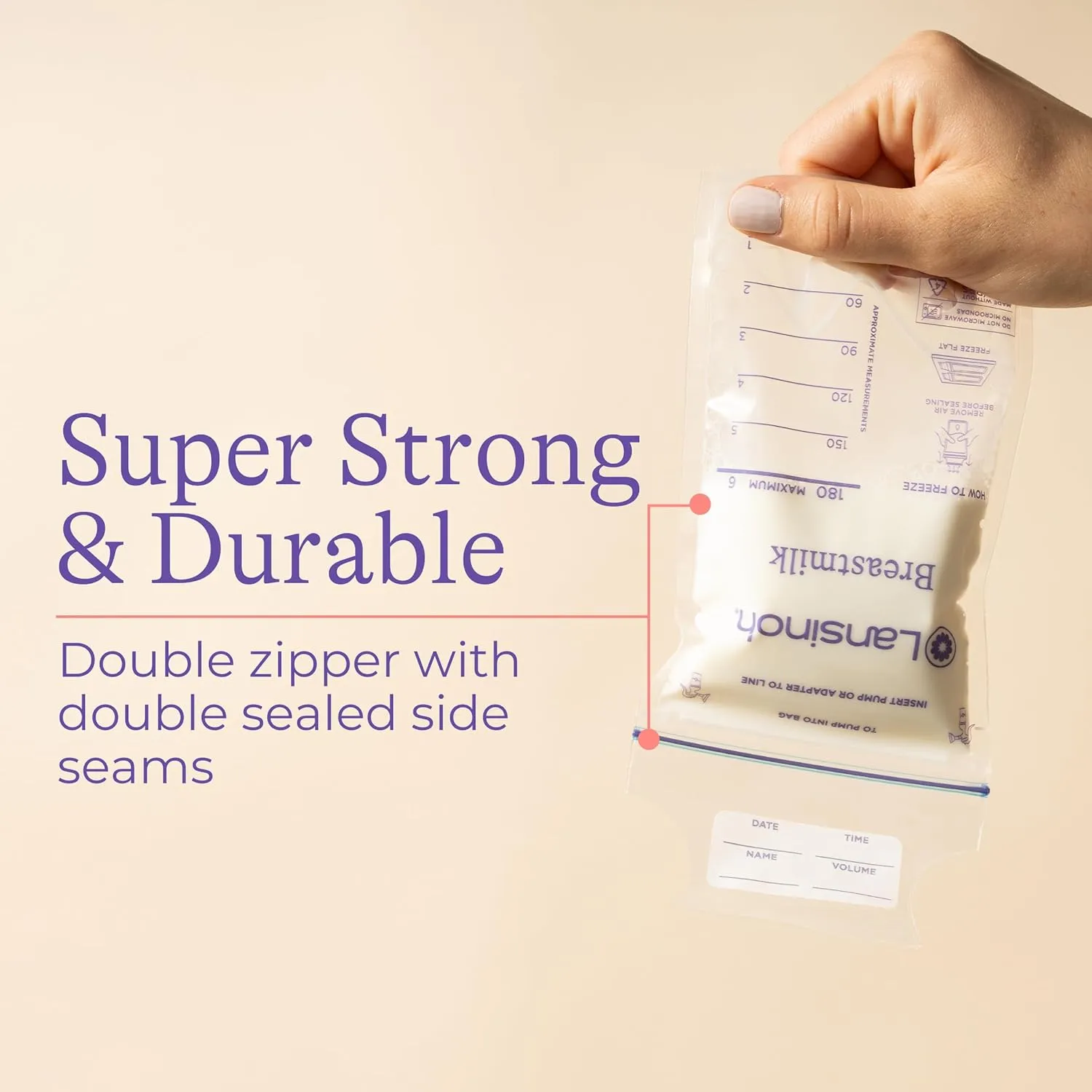 Lansinoh Breastmilk Storage Bags, 200 Count (2 Packs of 100 Bags) Milk Freezer Bags for Long Term Breastfeeding Storage, Pump Directly into Bags, Nursing Essentials