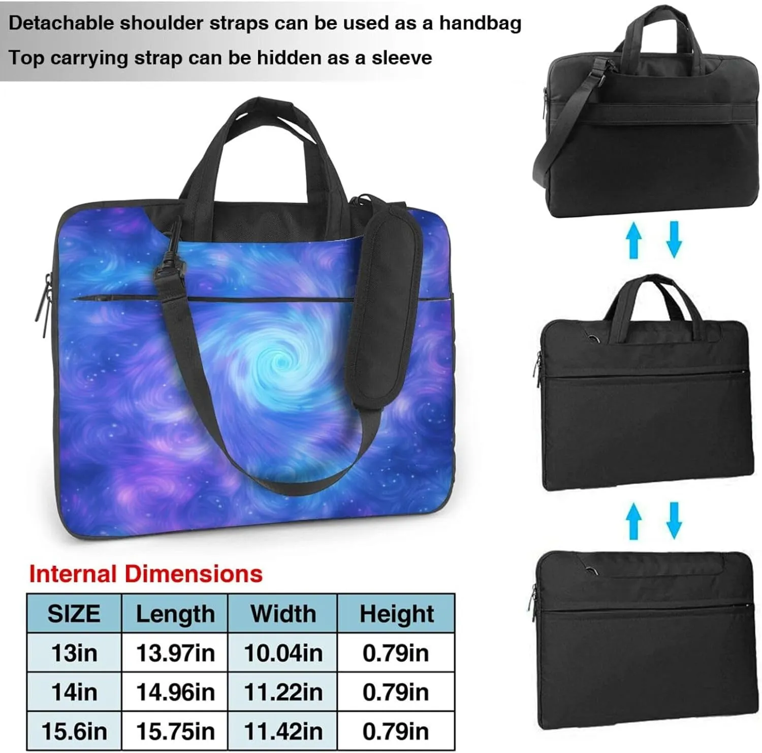 Laptop Bag Blue Purple Halo Swirl Art Painting Laptop Tote Bag Women Men Laptop Sleeve Case Lightweight Computer Bag