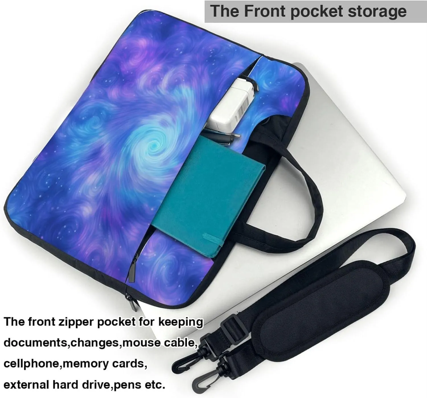 Laptop Bag Blue Purple Halo Swirl Art Painting Laptop Tote Bag Women Men Laptop Sleeve Case Lightweight Computer Bag