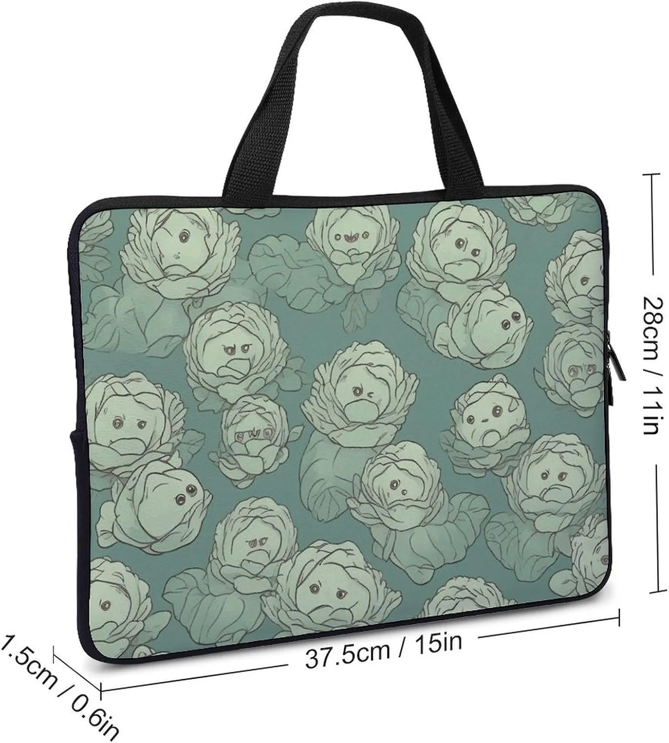 Laptop Bag Cabbage Pattern Computer Bag Laptop Sleeves Casual Briefcase for Women Men Universal 10-17 Inch