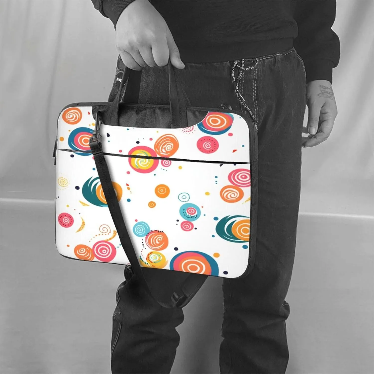 Laptop Bag Colorful Wooden Grain Board Laptop Tote Bag Women Men Laptop Sleeve Case Lightweight Computer Bag