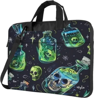 Laptop Bag Floral Flowers Skull Laptop Tote Bag Women Men Laptop Sleeve Case Lightweight Computer Bag