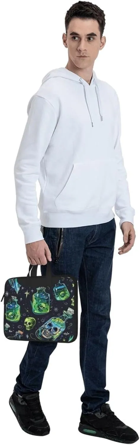Laptop Bag Floral Flowers Skull Laptop Tote Bag Women Men Laptop Sleeve Case Lightweight Computer Bag
