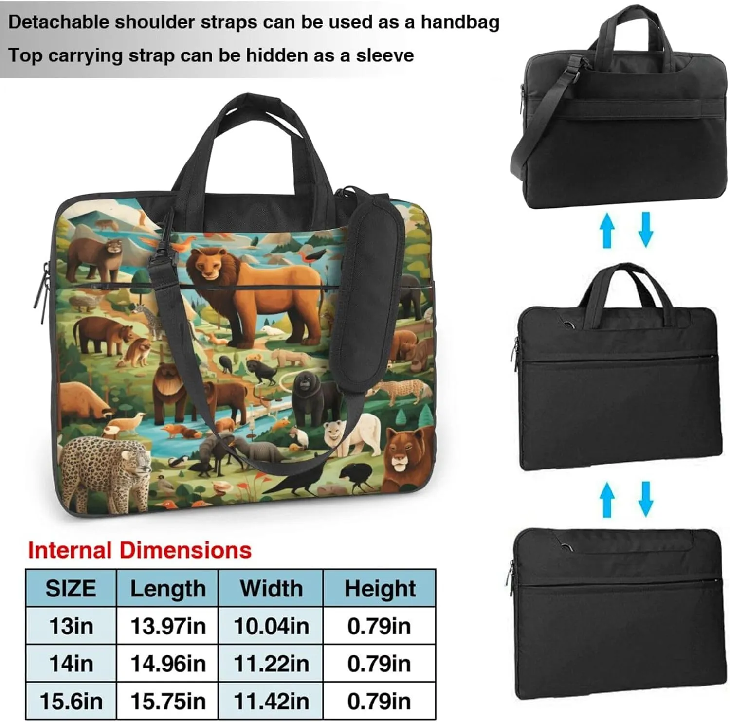 Laptop Bag Tropical Forest Animals Educational Laptop Tote Bag Women Men Laptop Sleeve Case Lightweight Computer Bag