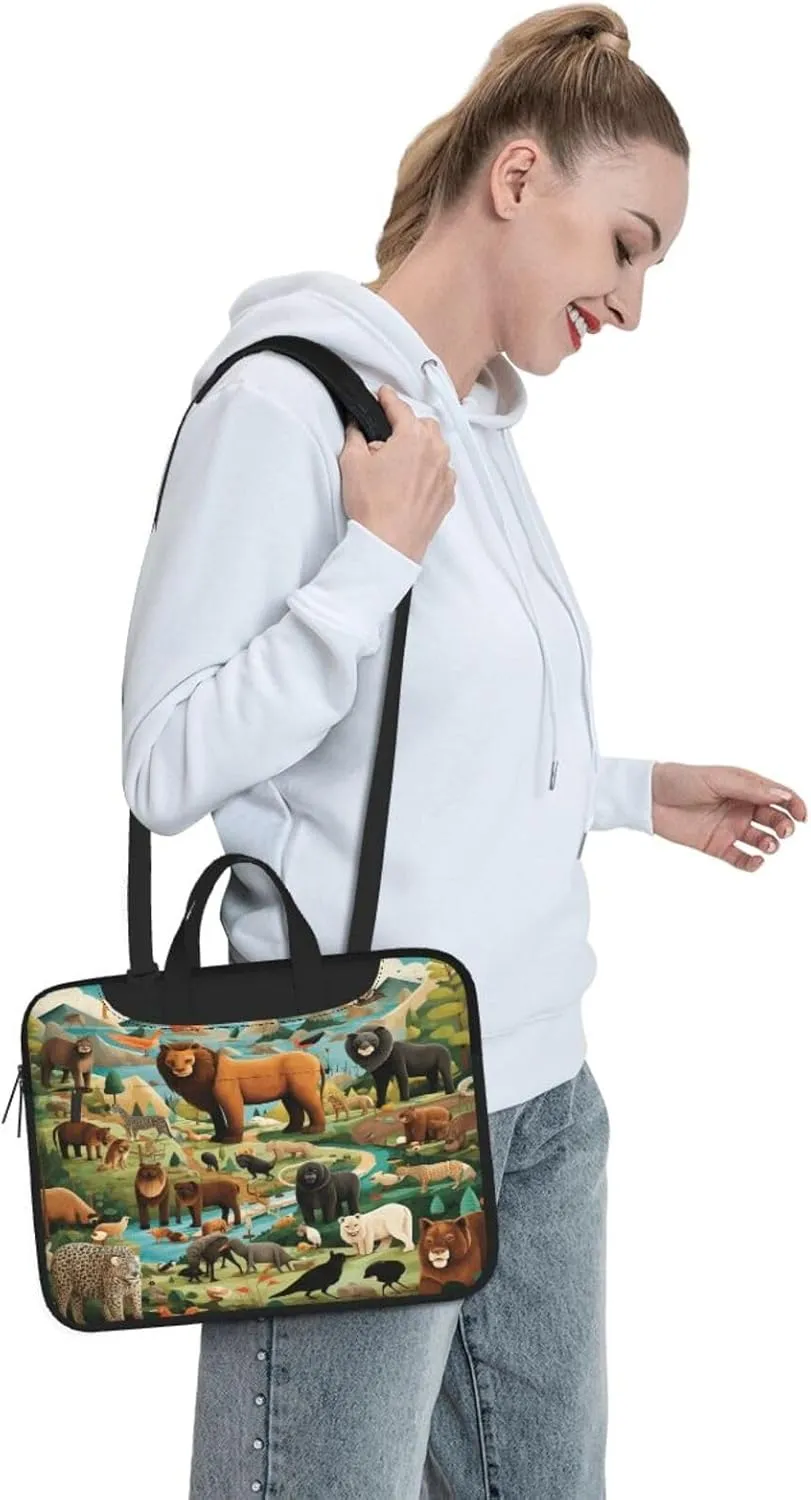 Laptop Bag Tropical Forest Animals Educational Laptop Tote Bag Women Men Laptop Sleeve Case Lightweight Computer Bag