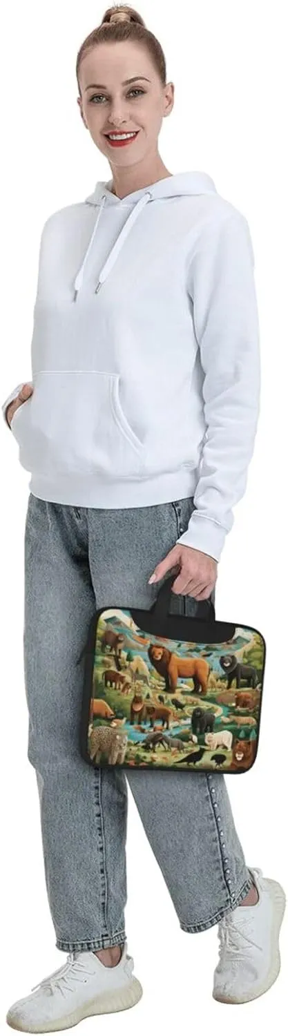 Laptop Bag Tropical Forest Animals Educational Laptop Tote Bag Women Men Laptop Sleeve Case Lightweight Computer Bag