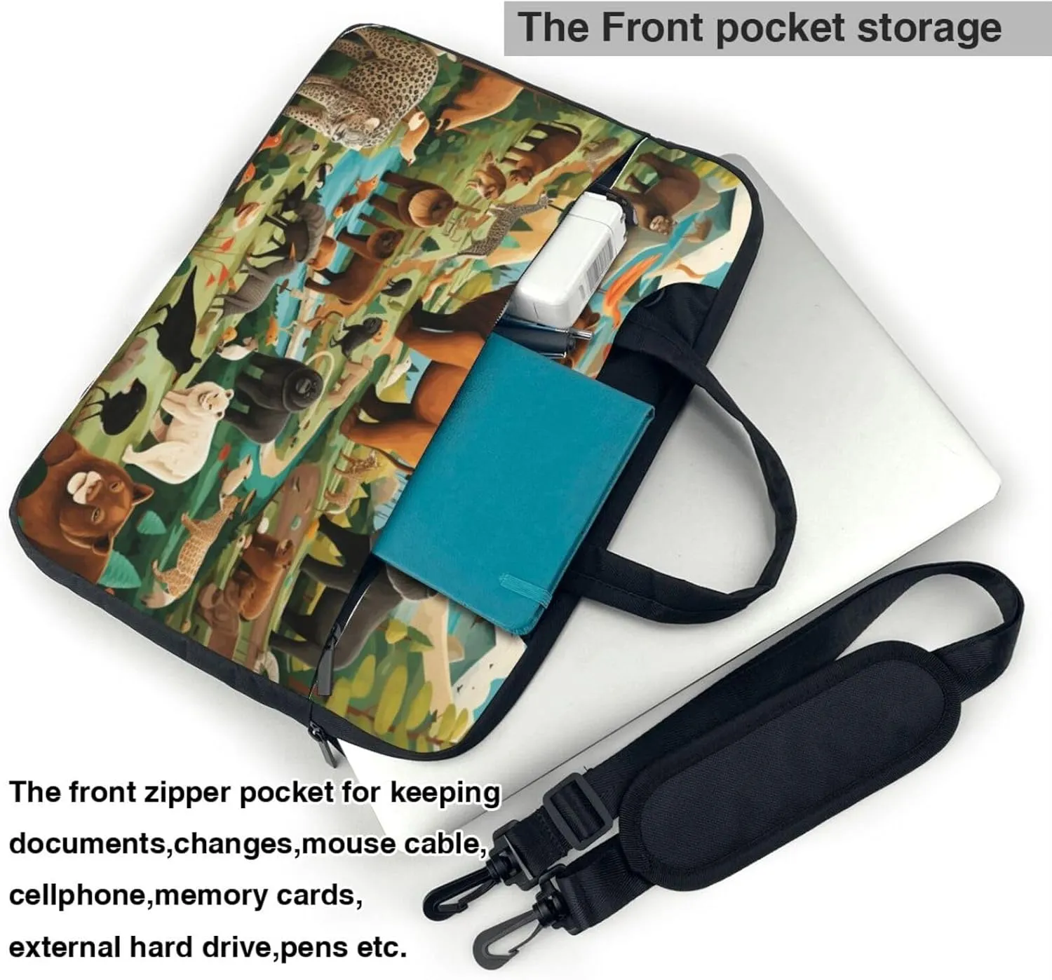 Laptop Bag Tropical Forest Animals Educational Laptop Tote Bag Women Men Laptop Sleeve Case Lightweight Computer Bag