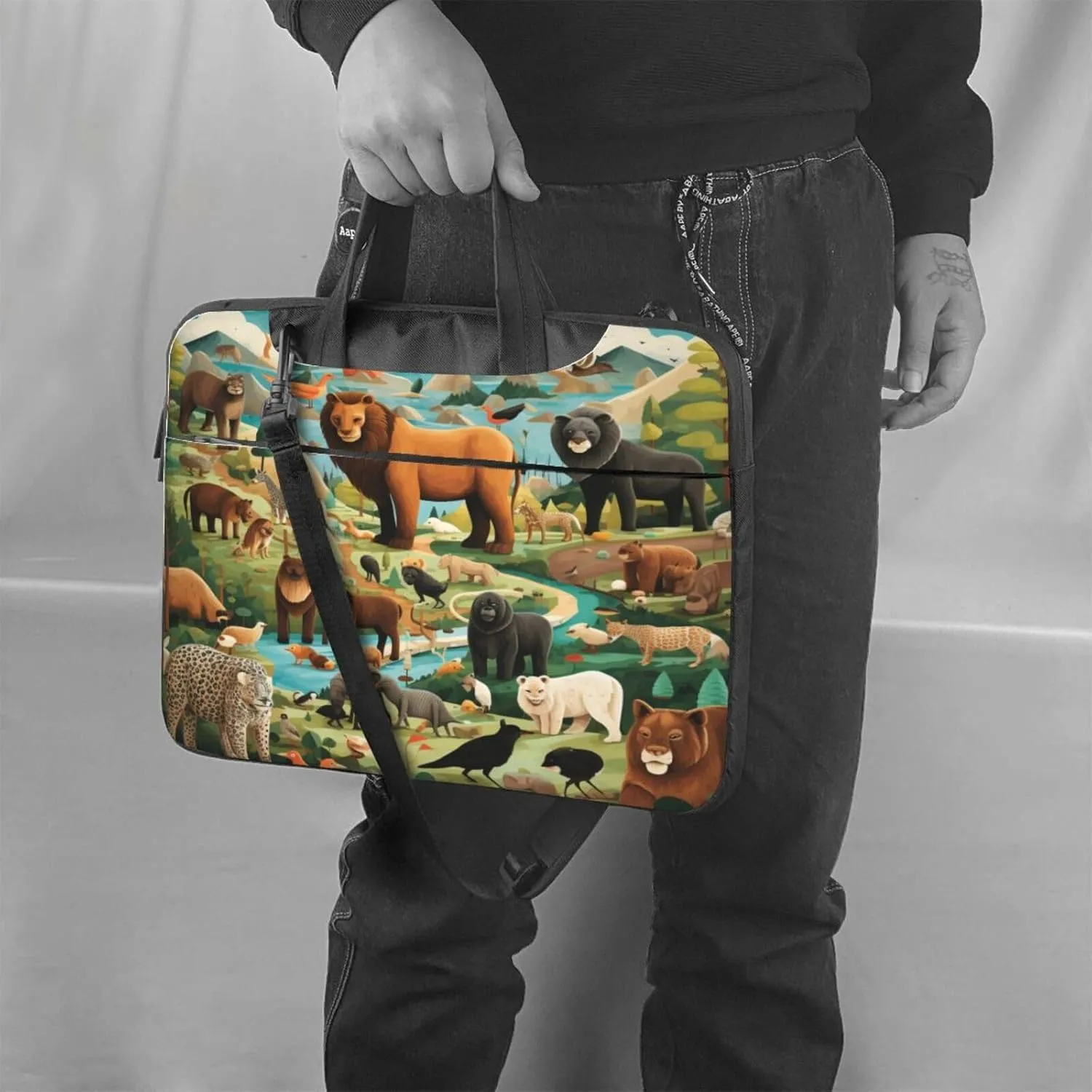 Laptop Bag Tropical Forest Animals Educational Laptop Tote Bag Women Men Laptop Sleeve Case Lightweight Computer Bag