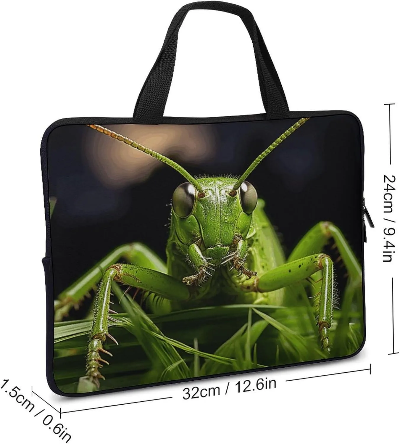 Laptop Bag Ultrathin Grasshopper on Grass Printing Laptop Carrying Case Portability Messenger Bags For Work Travel