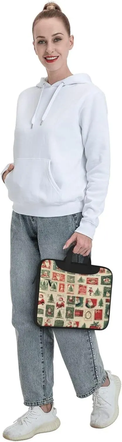 Laptop Bag Vintage Christmas Postal Pattern Santa Claus Laptop Tote Bag Women Men Laptop Sleeve Case Computer Bag