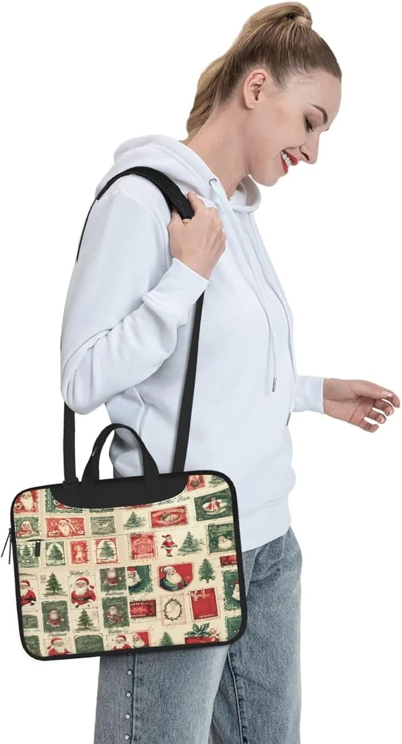 Laptop Bag Vintage Christmas Postal Pattern Santa Claus Laptop Tote Bag Women Men Laptop Sleeve Case Computer Bag