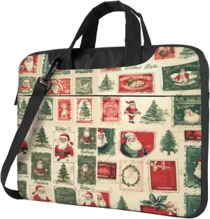 Laptop Bag Vintage Christmas Postal Pattern Santa Claus Laptop Tote Bag Women Men Laptop Sleeve Case Computer Bag