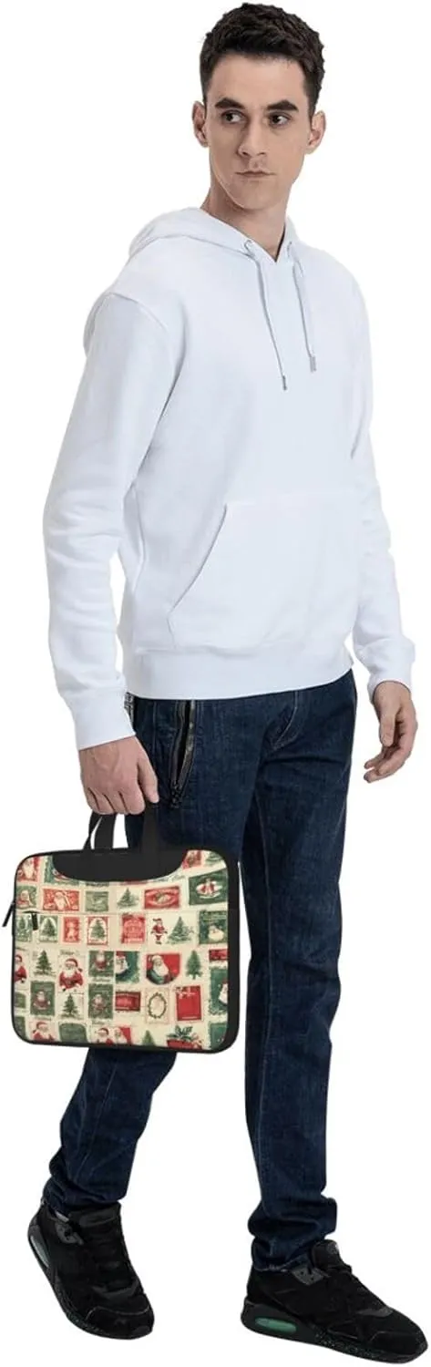 Laptop Bag Vintage Christmas Postal Pattern Santa Claus Laptop Tote Bag Women Men Laptop Sleeve Case Computer Bag