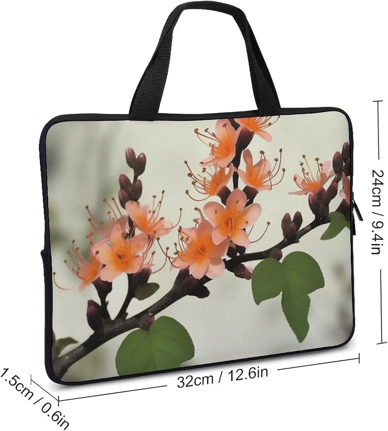Laptop Sleeve with Handle Floral Temperate Zone Plant Laptop Sleeve Bag Ultra-Thin Computer Bag Cover for 12-17 Inch