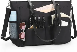 Laptop Tote Bag for Women 17 Inch Teacher Work Bag with Compartment Large Computer Bags Waterproof Nylon Office Laptop Work Briefcase Handbag Business Shoulder Bags