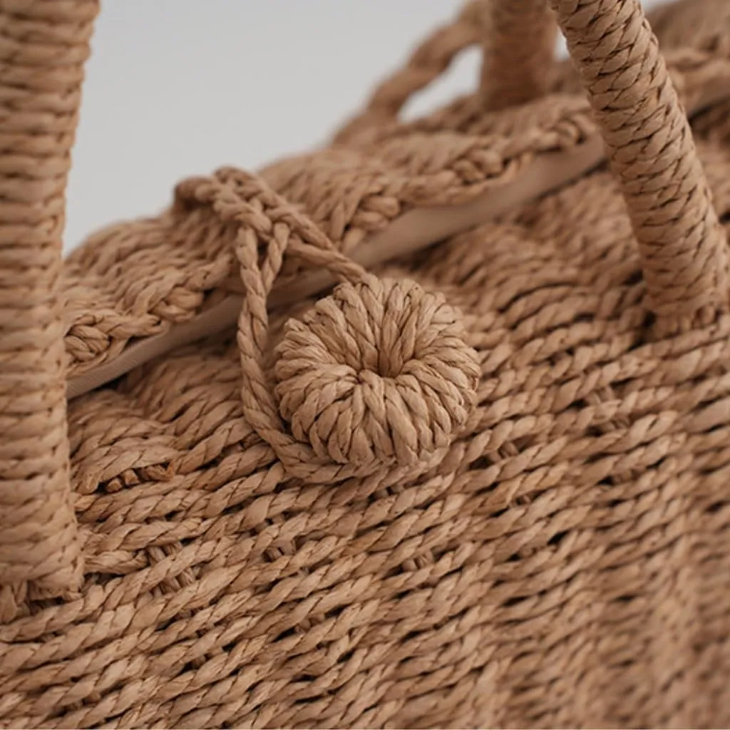 Large capacity Bag Simple Straw Square Handbag with Tassels: Enjoy Natural Ambiance Ladies shoulder Bag