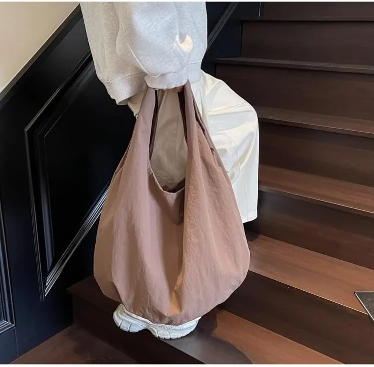 Large Capacity Slouchy Hobo Bag for Women Fashion Casual Versatile Shoulder Purses Solid Color Draped Tote Bag