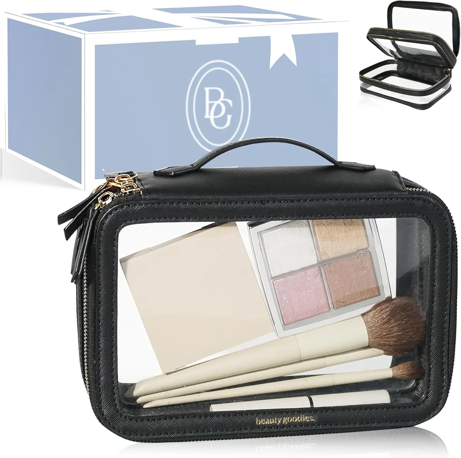 Large Clear Makeup Bags for Women Cosmetic Case Organizer, Clear Make Up Bags for Women Traveling, Clear Travel Makeup Bag Toiletry, Clear Travel Bags for Toiletries Car, Makeup Travel Bag for Women