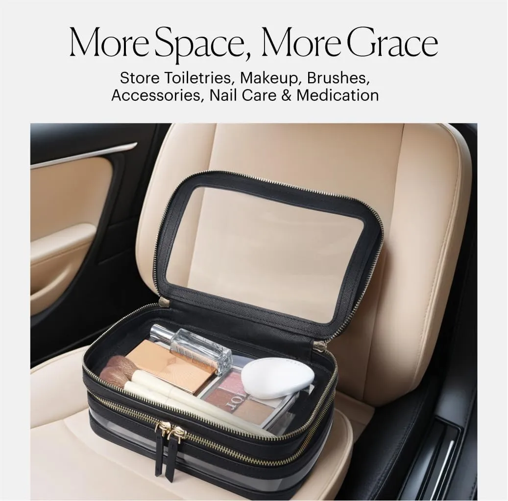 Large Clear Makeup Bags for Women Cosmetic Case Organizer, Clear Make Up Bags for Women Traveling, Clear Travel Makeup Bag Toiletry, Clear Travel Bags for Toiletries Car, Makeup Travel Bag for Women