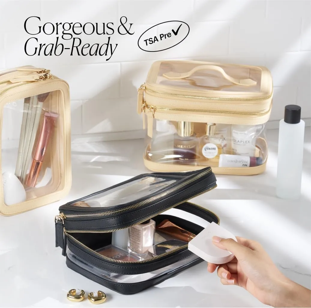 Large Clear Makeup Bags for Women Cosmetic Case Organizer, Clear Make Up Bags for Women Traveling, Clear Travel Makeup Bag Toiletry, Clear Travel Bags for Toiletries Car, Makeup Travel Bag for Women