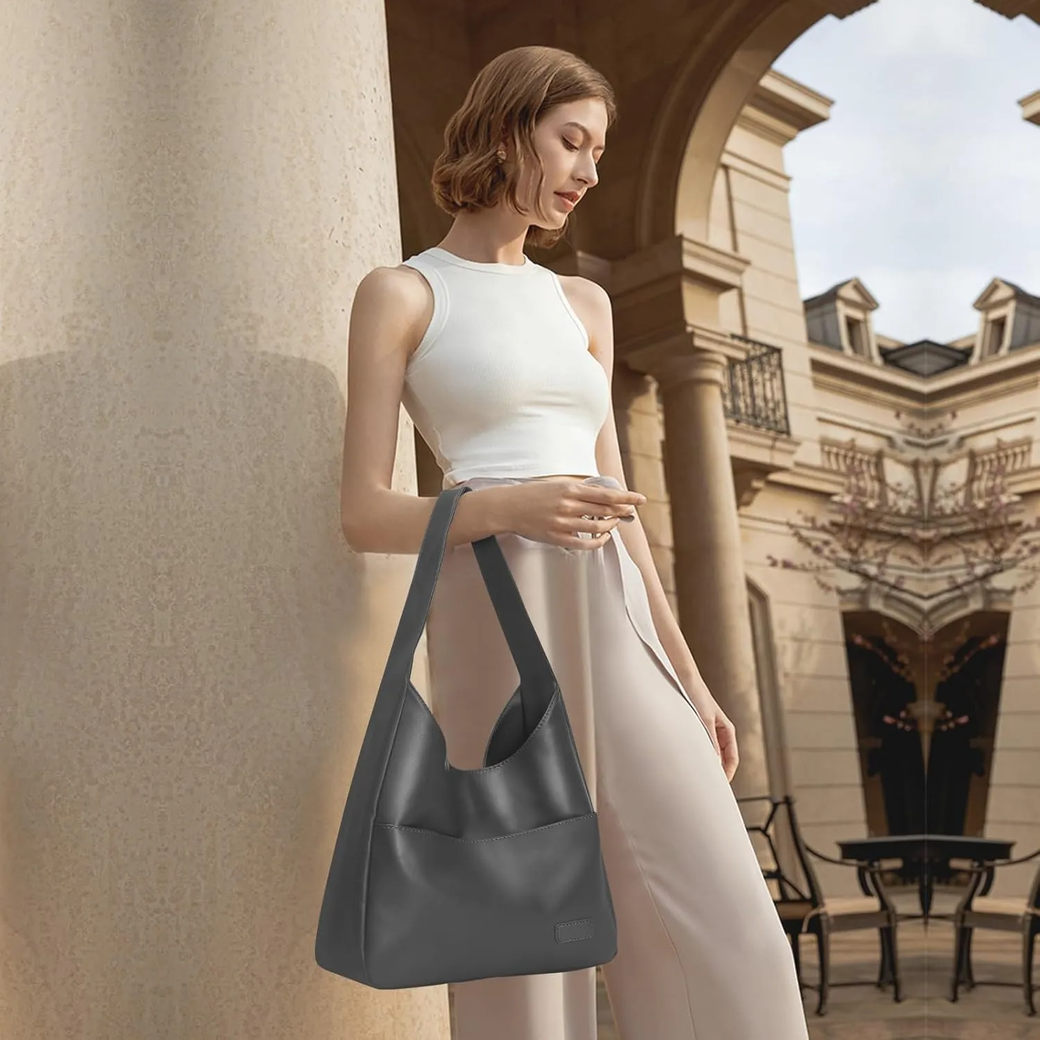 Large Genuine Leather Hobo Tote Bag for Women - Soft Shoulder Handbag