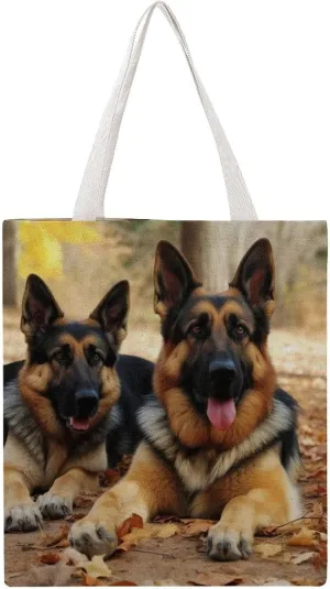 Large Grocery Bags Beach Tote German Shepherd Dog Shopping Bag for Women Shoulder Bag for Travel Work Handbag