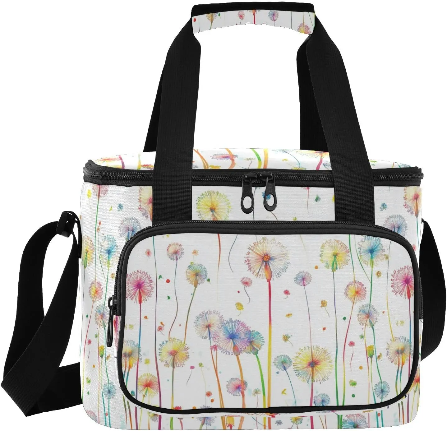 Large Lunch Bag Colorful Dandelion White Plant Insulated Cooler Box For Women Men Picnic Camping Beach Handbag 24-Can (18L)