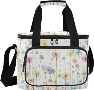 Large Lunch Bag Colorful Dandelion White Plant Insulated Cooler Box For Women Men Picnic Camping Beach Handbag 24-Can (18L)