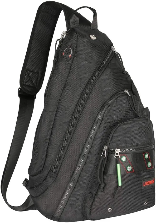 Larswon Sling Backpack, Sling Bag Laptop, Crossbody Bag Men, Shoulder Bags Black