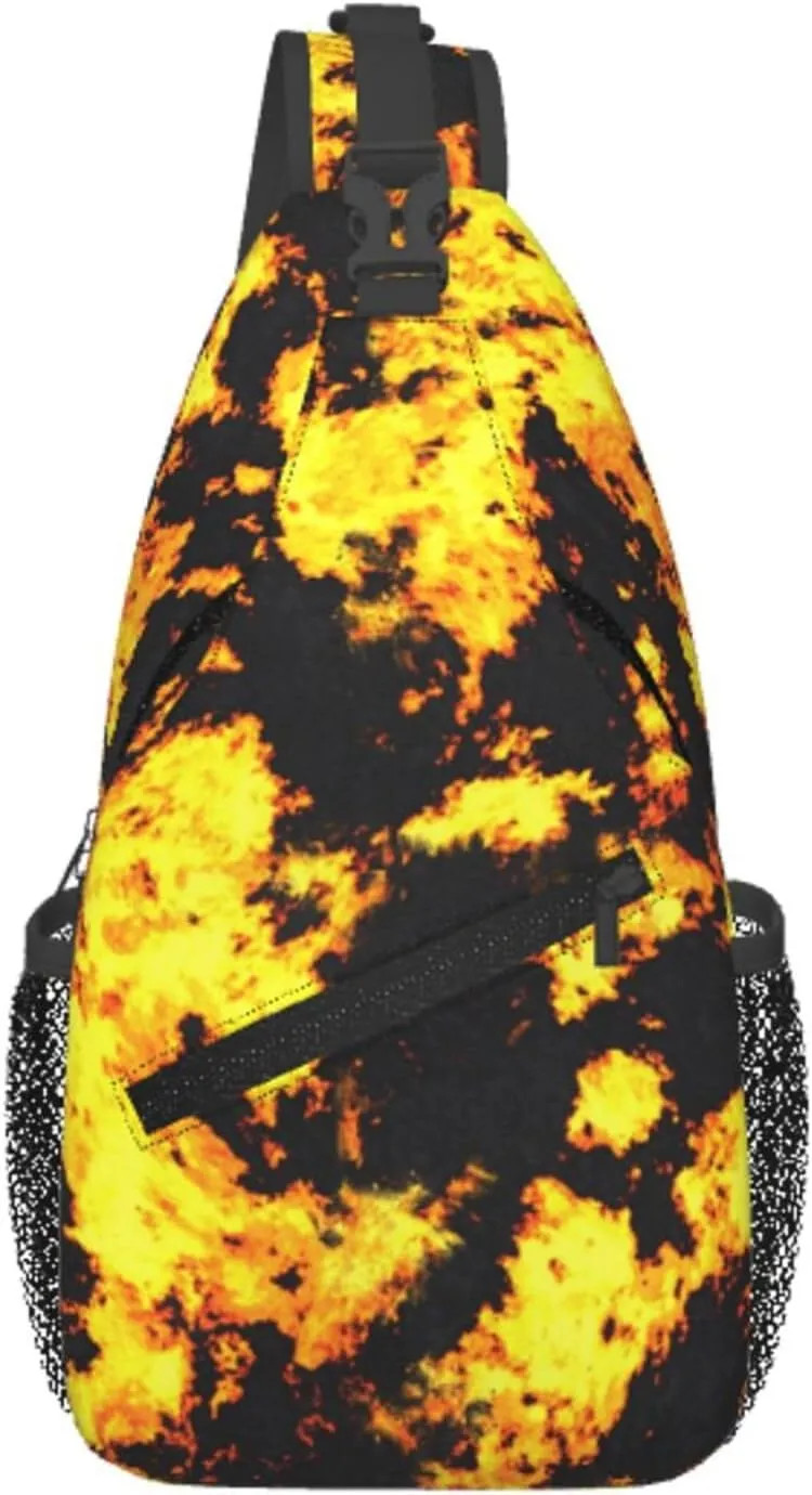 Lava Molten Rocks Texture Abstract Tie Dye Chest Sling Bag Crossbody Shoulder Backpack Bag Gym Cycling Travel Hiking Daypack Cross Bag