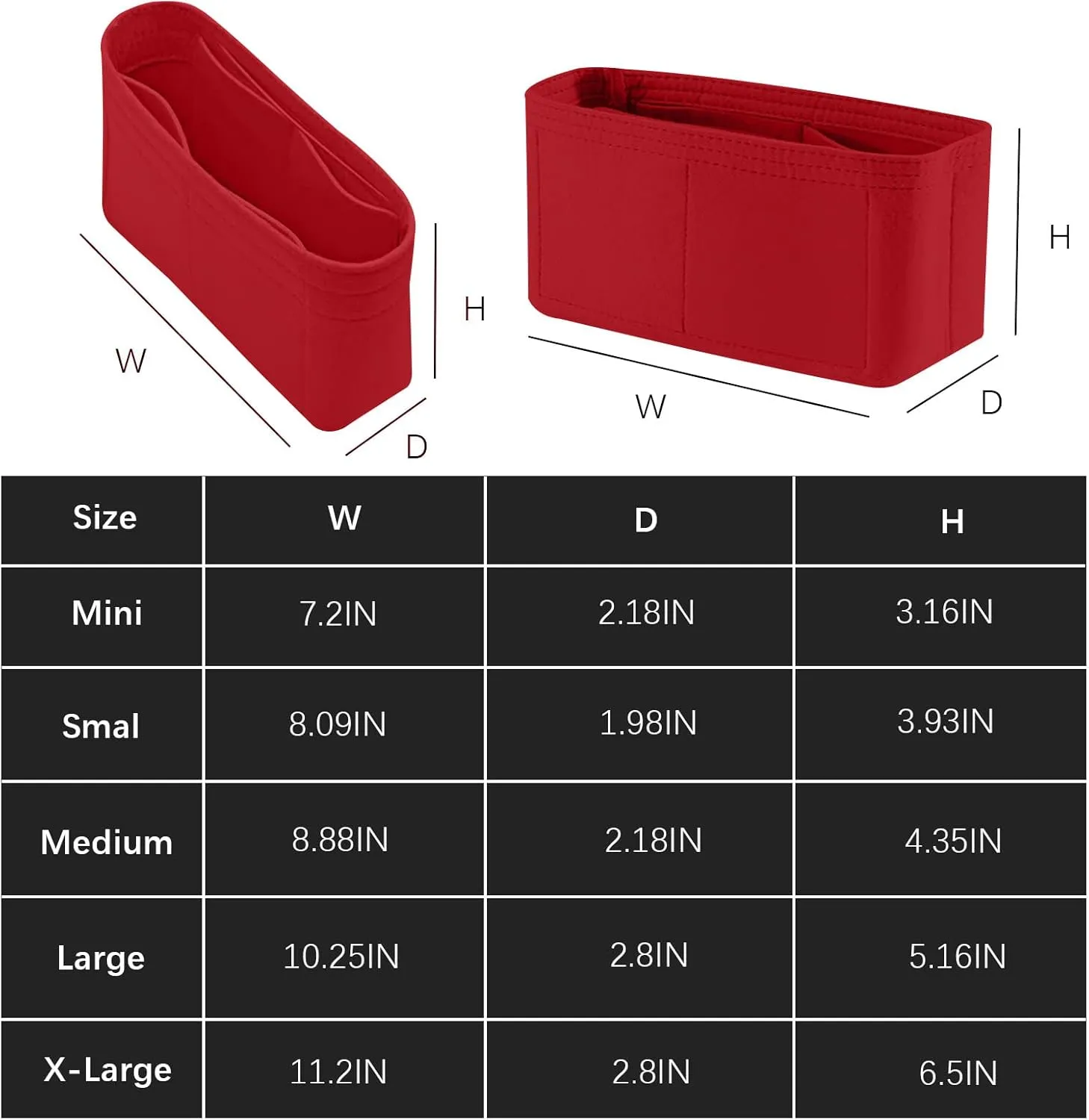 Lckaey Bag Organizer for Chanel bag Classic Flap cf jumbo bag Purse Insert - Handbag Felt Insert Y069red-S
