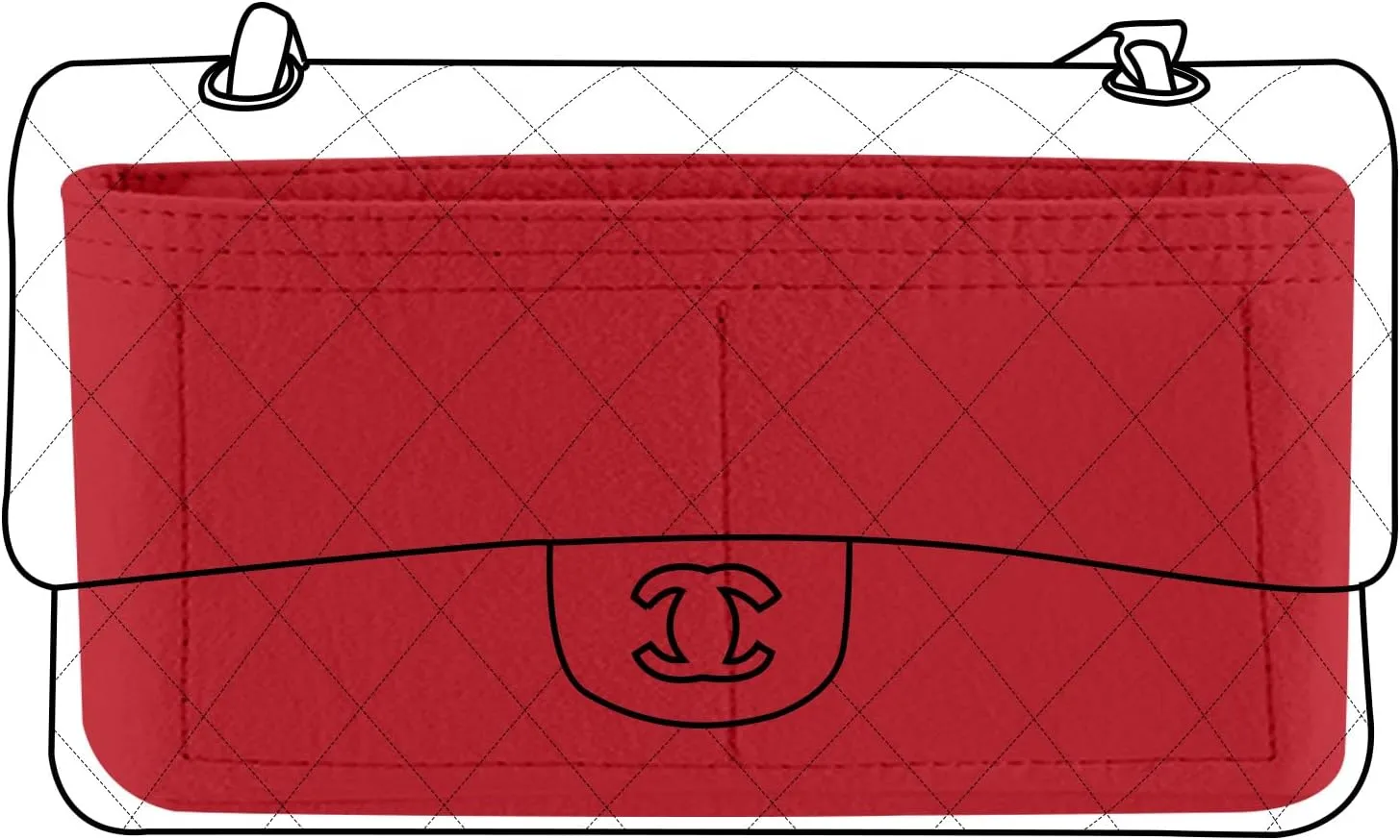 Lckaey Bag Organizer for Chanel bag Classic Flap cf jumbo bag Purse Insert - Handbag Felt Insert Y069red-S