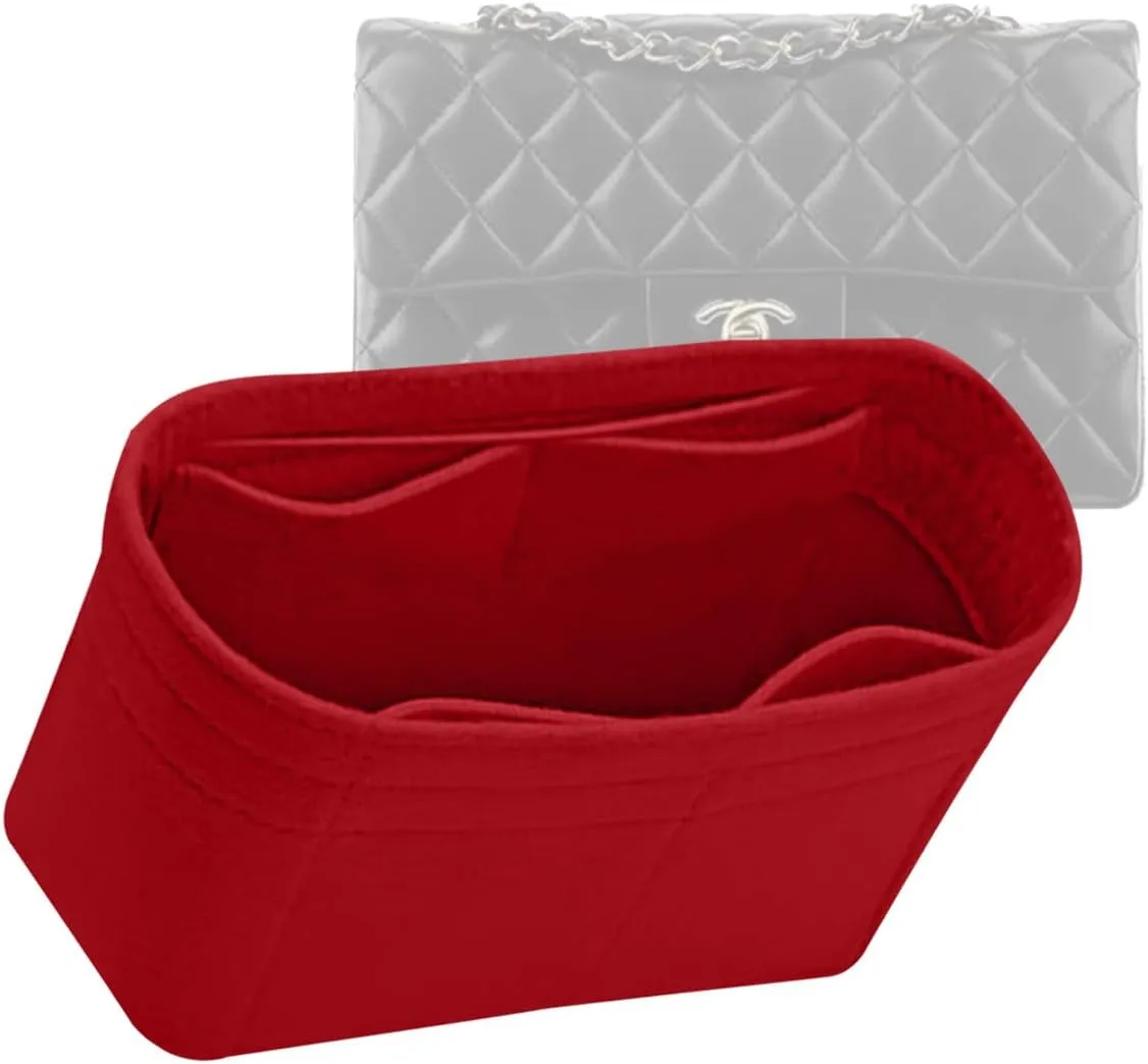 Lckaey Bag Organizer for Chanel bag Classic Flap cf jumbo bag Purse Insert - Handbag Felt Insert Y069red-S