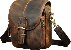 Le'aokuu Men Leather Fashion Mini Messenger Crossbody Bag Designer Hook Organizer Waist Belt Bag Pack Cigarette Case