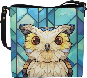 Leather Bucket Bags for Women Boho Mosaic Folk Art Hobo Bags Shoulder Tote Purse Handbags with Adjustable Strap