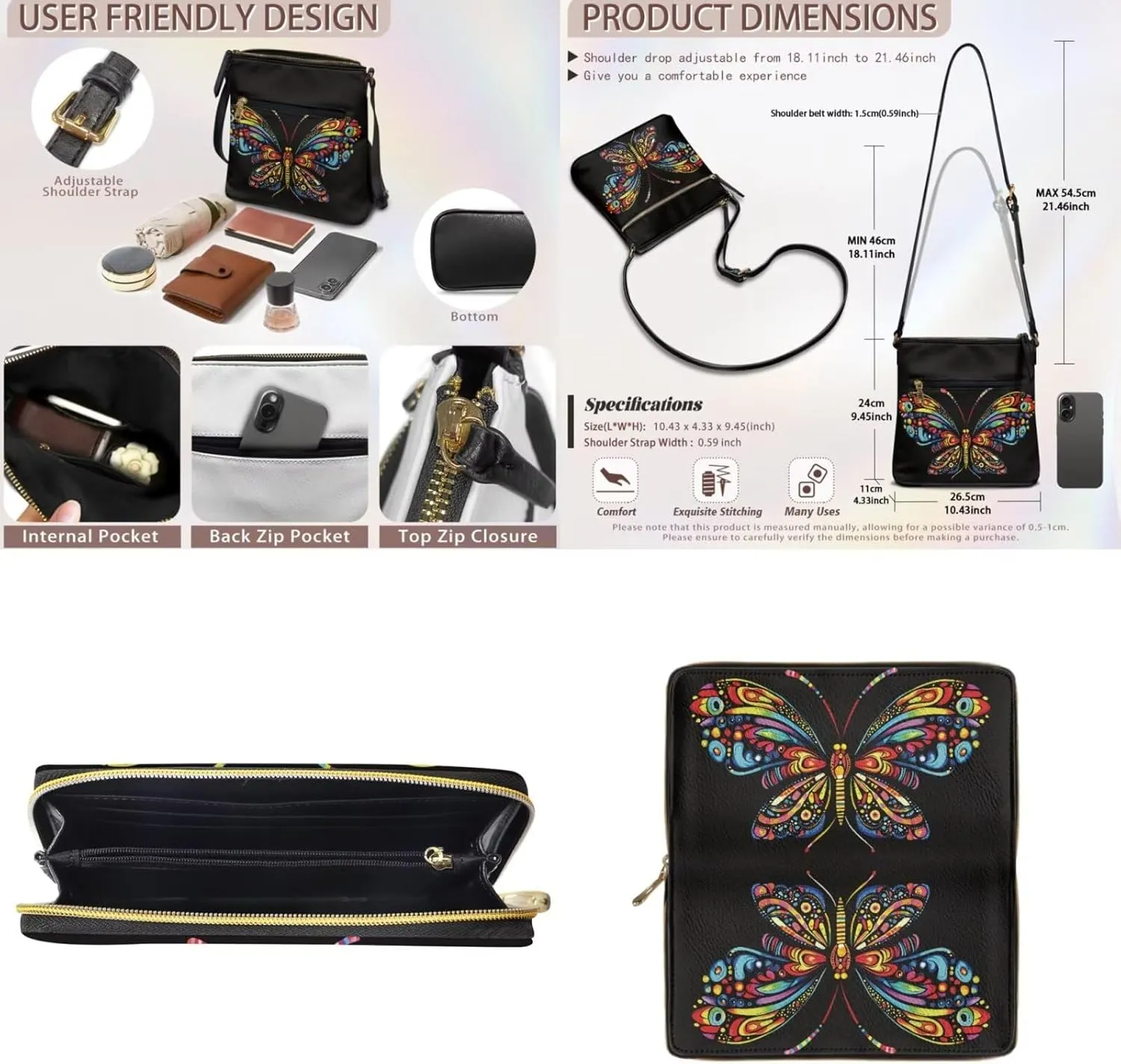Leather Crossbody Bags for Women Fashion Shoulder Bag with Matching Wallet Casual Hobo Purses Handbags