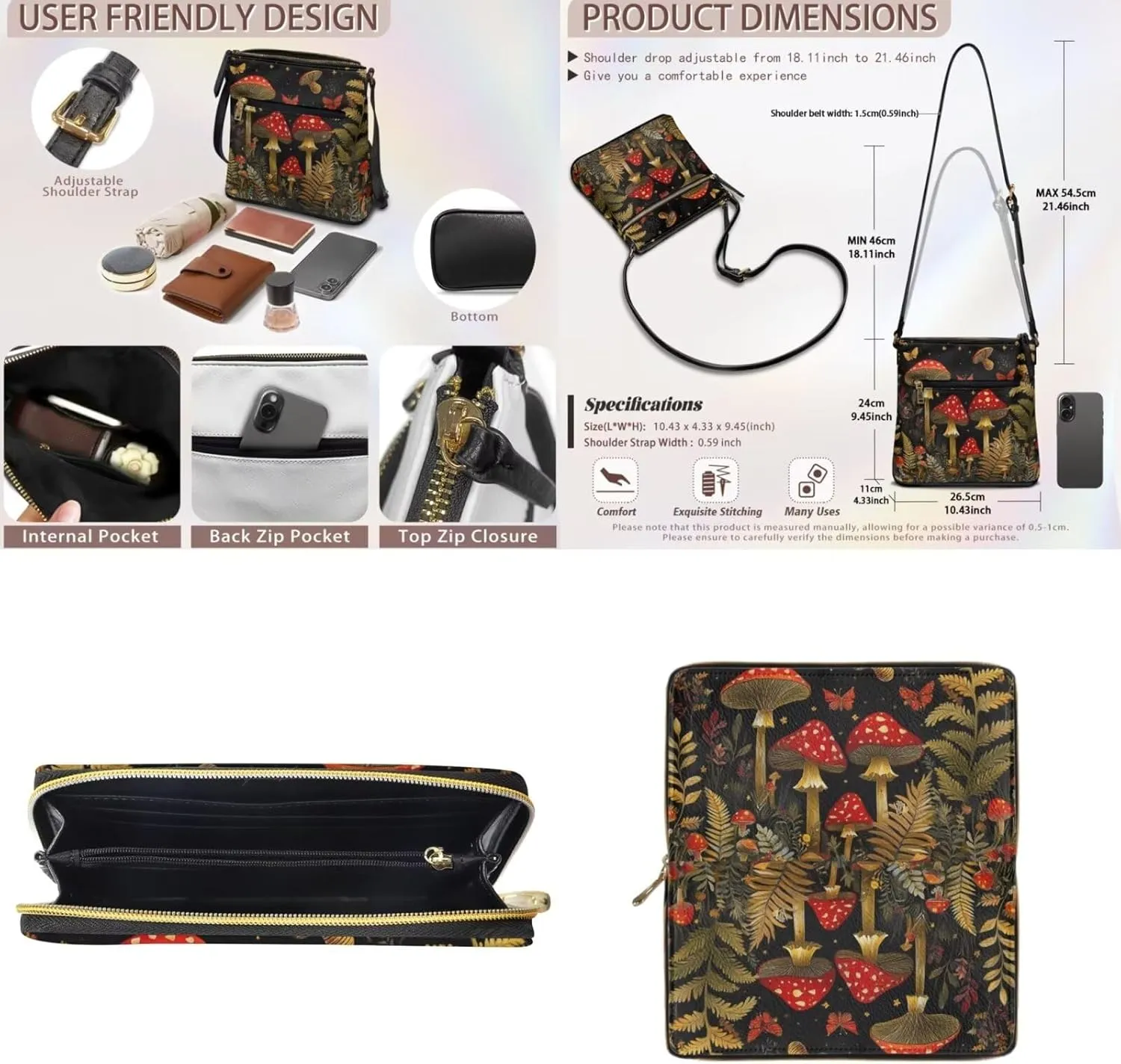 Leather Crossbody Bags with Matching Wallet for Women Casual Hobo Purses Lady Shoulder Bag Handbags