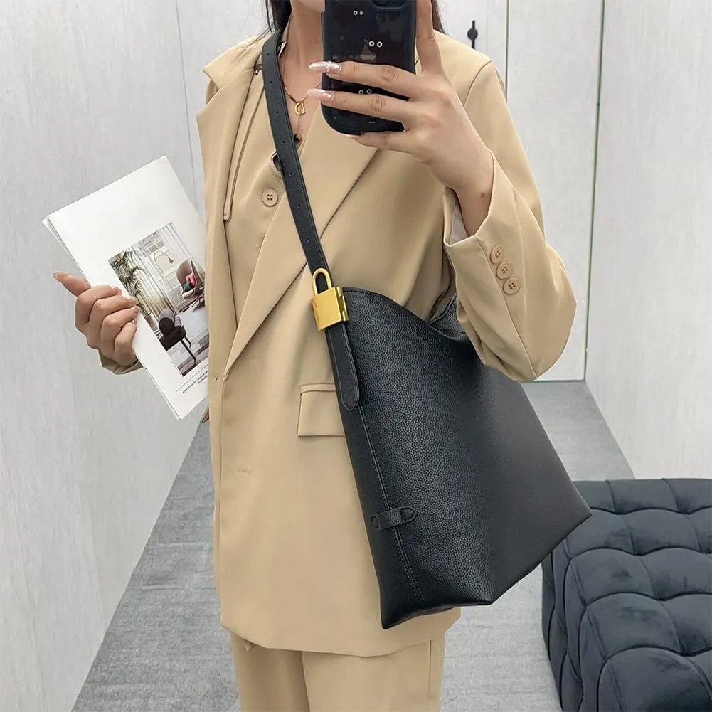 Leather Hobo bag for Women Vegan Leather Bucket Bag Shoulder bag Slouchy Hobo Purses and Handbags Trendy Fall Purse