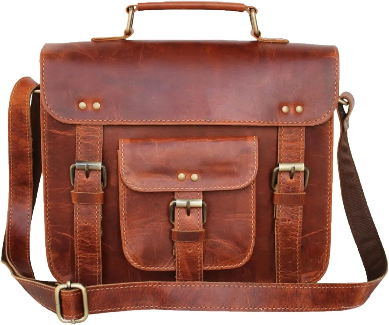 Leather Messenger Bag Shoulder Bag Cross Body Vintage Messenger Bag Satchel Man Purse competible with Ipad and Tablet