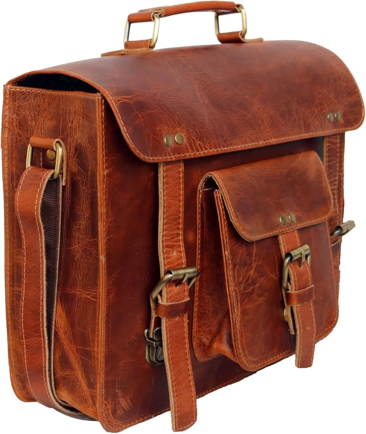 Leather Messenger Bag Shoulder Bag Cross Body Vintage Messenger Bag Satchel Man Purse competible with Ipad and Tablet