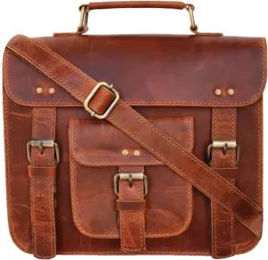 Leather Messenger Bag Shoulder Bag Cross Body Vintage Messenger Bag Satchel Man Purse competible with Ipad and Tablet