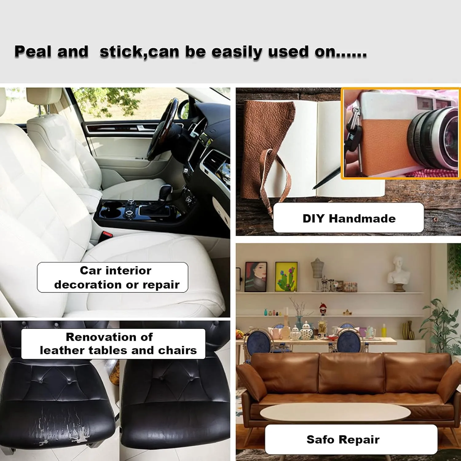 Leather Repair Patch Tape,Leather Adhesive kit Tape for Safa Couch Leather and Vinyl,Car Drivers Seat,Handbags,Belt Jackets Furniture Multicolor Available 4X60 inch (Black)
