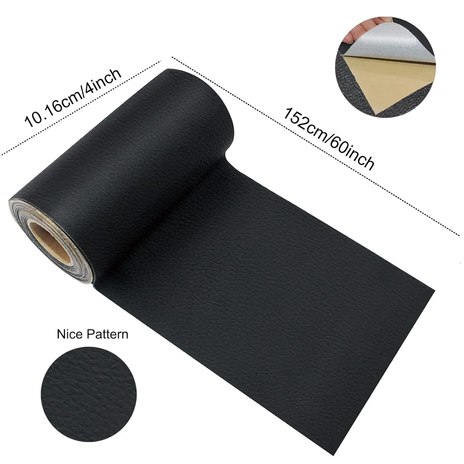 Leather Repair Patch Tape,Leather Adhesive kit Tape for Safa Couch Leather and Vinyl,Car Drivers Seat,Handbags,Belt Jackets Furniture Multicolor Available 4X60 inch (Black)