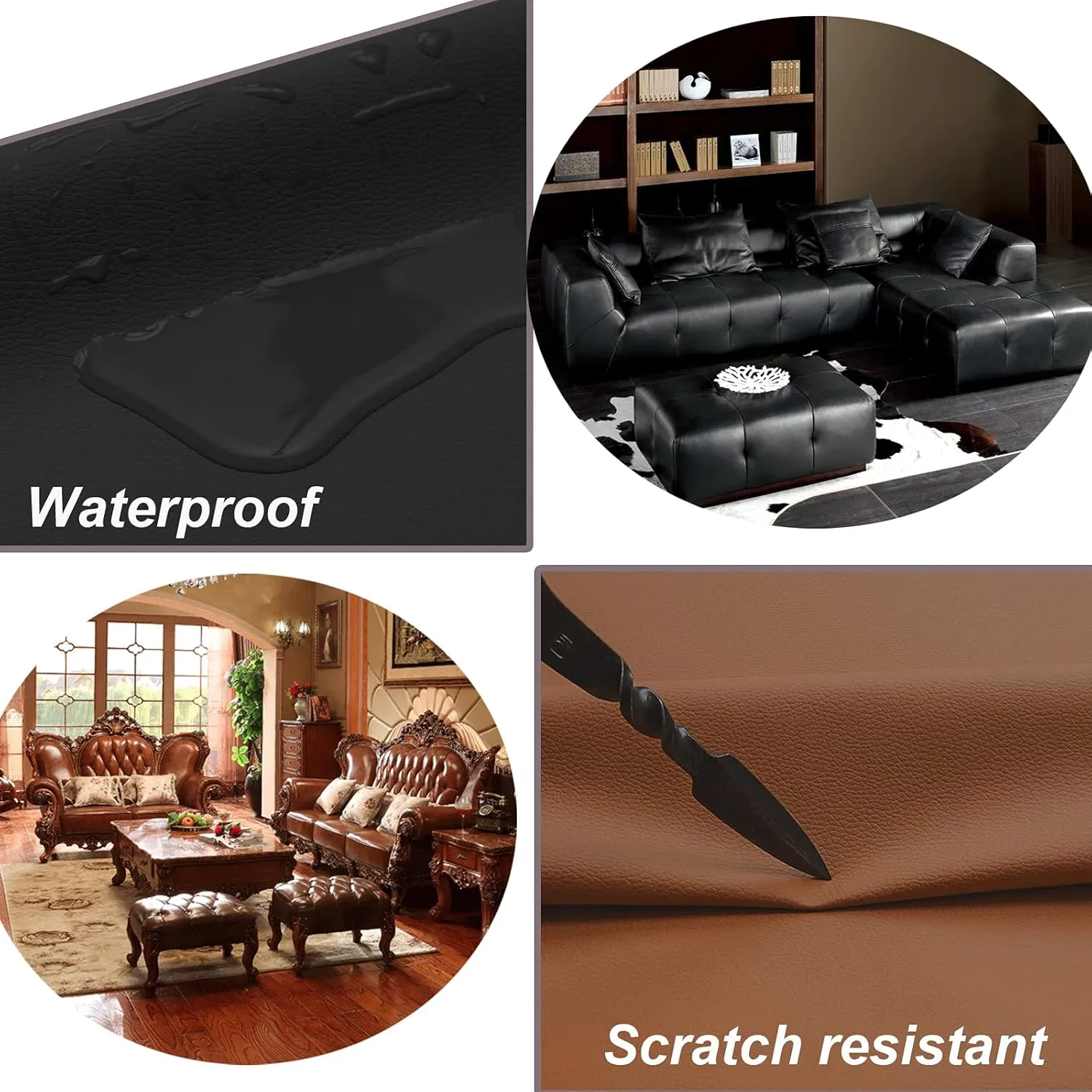 Leather Repair Patch Tape,Leather Adhesive kit Tape for Safa Couch Leather and Vinyl,Car Drivers Seat,Handbags,Belt Jackets Furniture Multicolor Available 4X60 inch (Black)