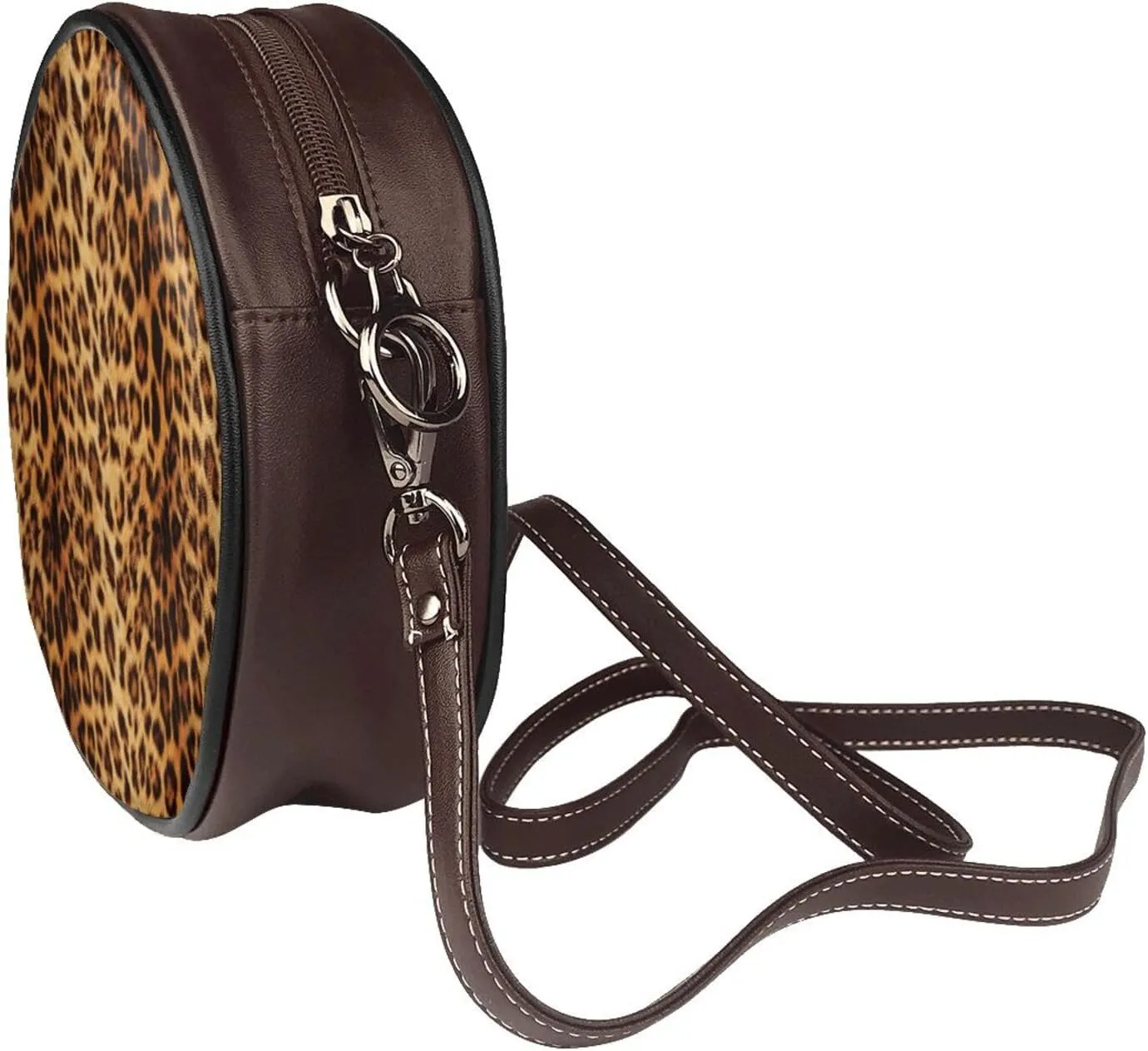 Leather Round Crossbody Bags For Women, Sling Bag Casual Crossbody Purse