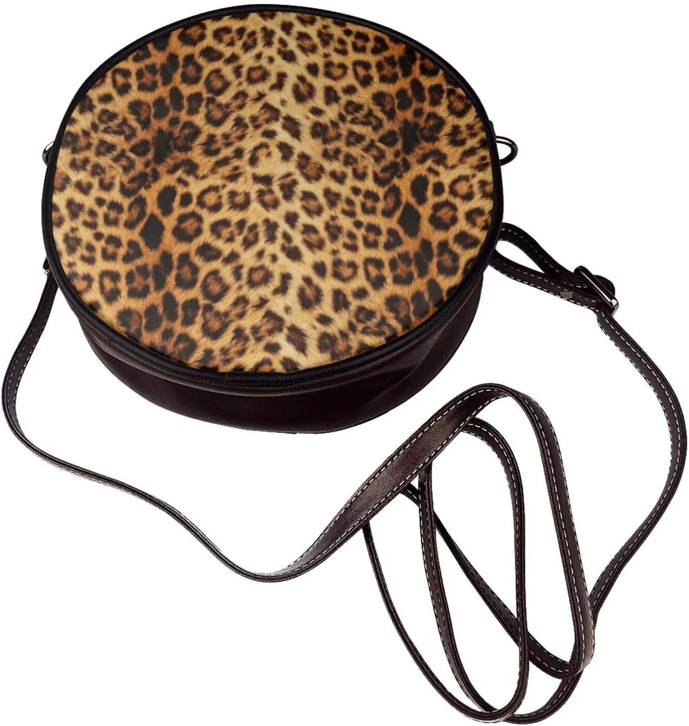 Leather Round Crossbody Bags For Women, Sling Bag Casual Crossbody Purse