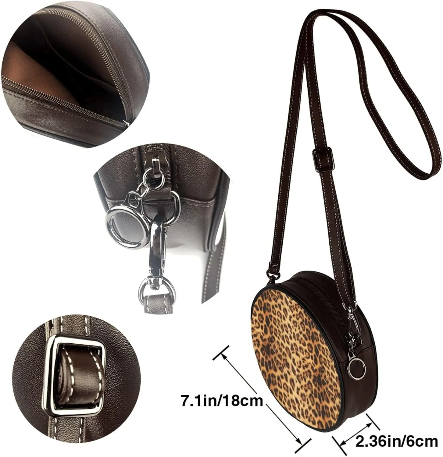 Leather Round Crossbody Bags For Women, Sling Bag Casual Crossbody Purse