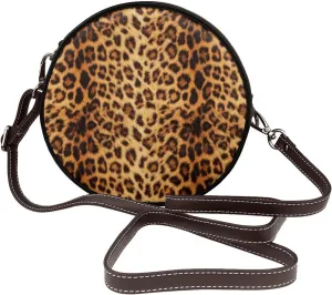 Leather Round Crossbody Bags For Women, Sling Bag Casual Crossbody Purse